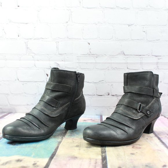 Earth Wayward Black Leather Ankle Tapered Heel Boots Size 9.5 B - Picture 2 of 9